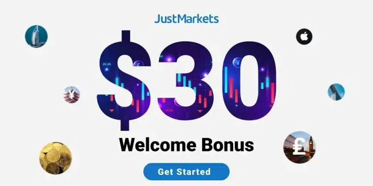 JustMarkets Free Welcome Bonus Offers $30 No-Deposit Deal